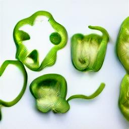 generated: a green pepper sliced into many pieces #1